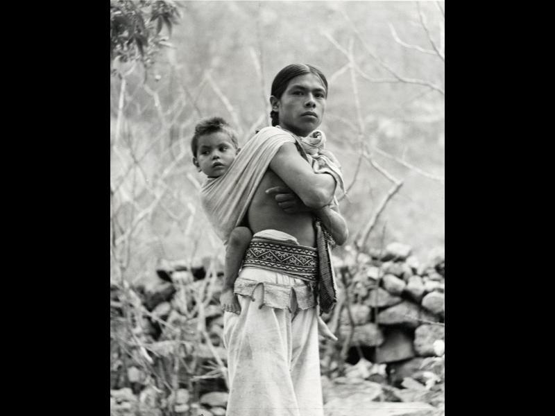 Young Huichol father with child - Edwin F. Myers 1938